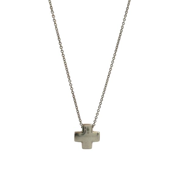 Tiffany & Co Small Roman Cross Sterling with 16" Chain Necklace - Picture 4 of 14